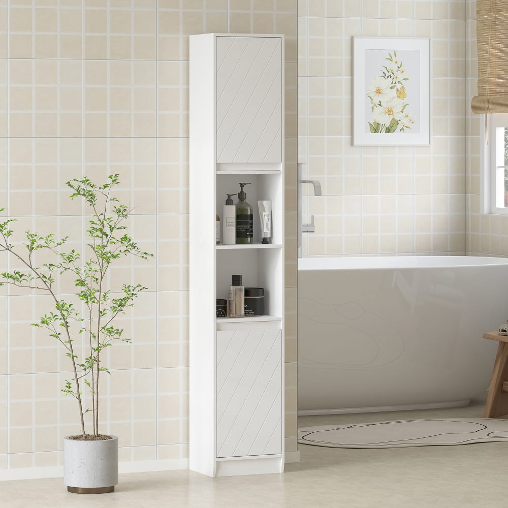 Bad-Hochschrank 2 Türen, 2 Fächer, MDF, Weiß - Maisons Du Monde