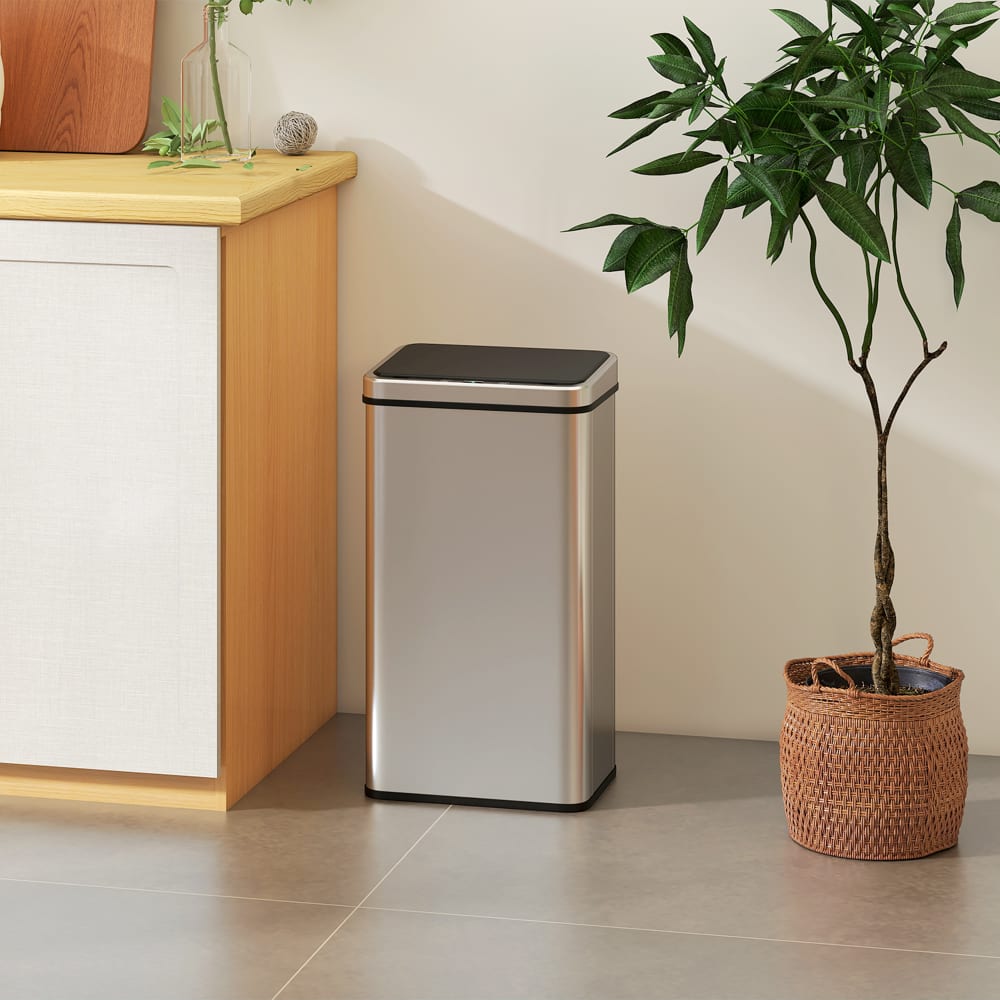 Automatik-Mülleimer 50L, Edelstahl, Silber - Maisons Du Monde
