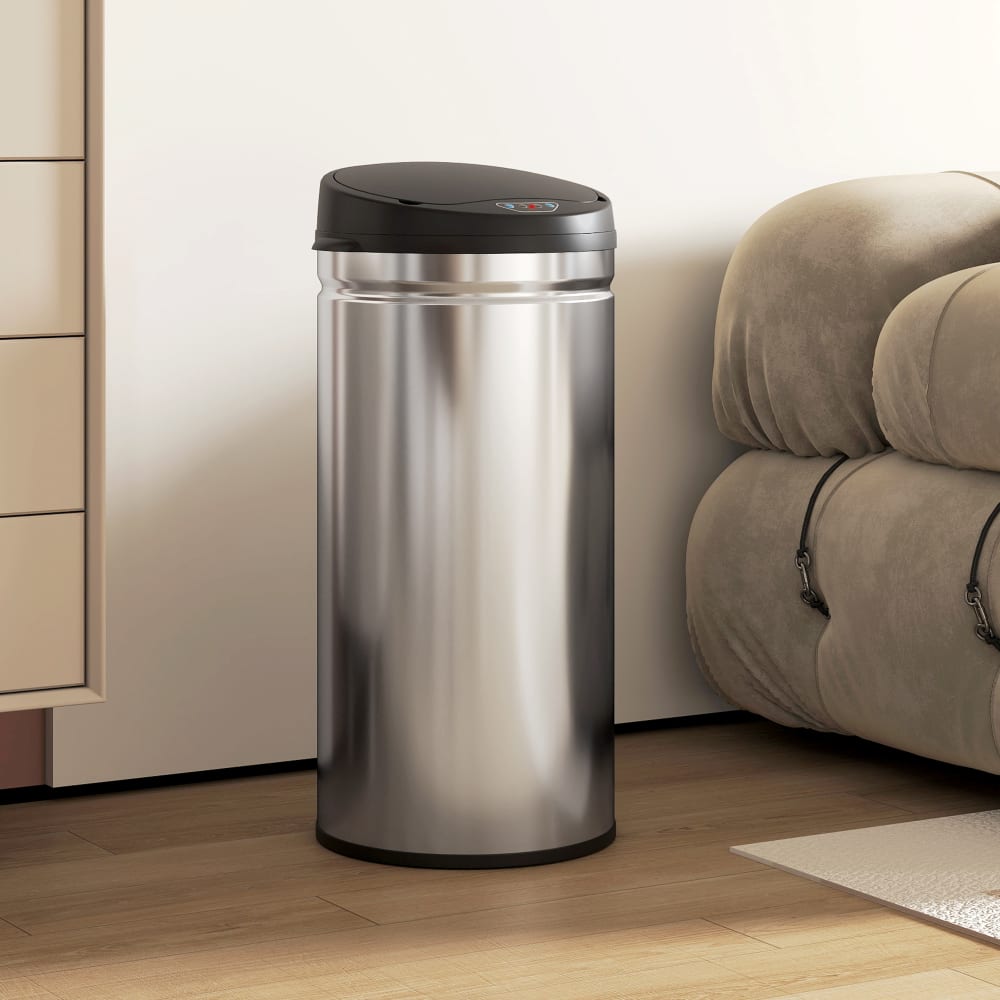Automatik-Mülleimer 42L, Edelstahl, Silber - Maisons Du Monde