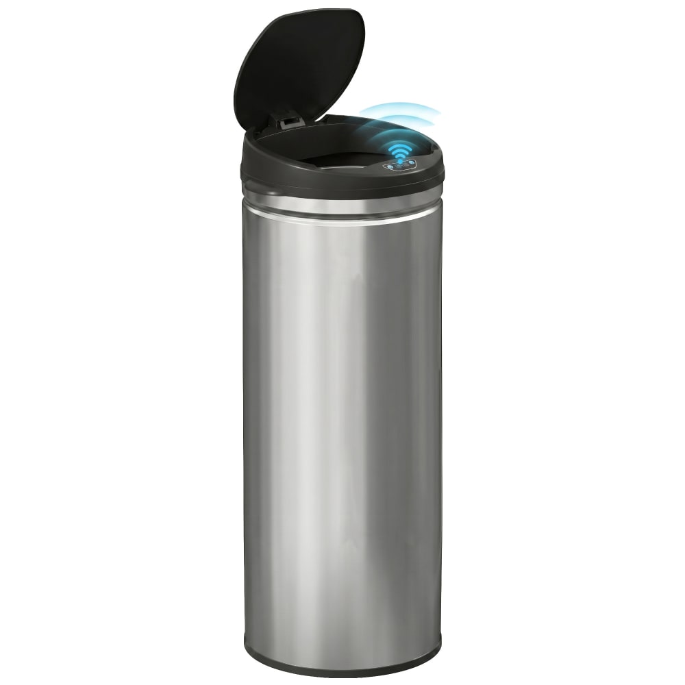 Homcom Automatik-Mülleimer 50L, Edelstahl, Silber style modern Silber Edelstahl