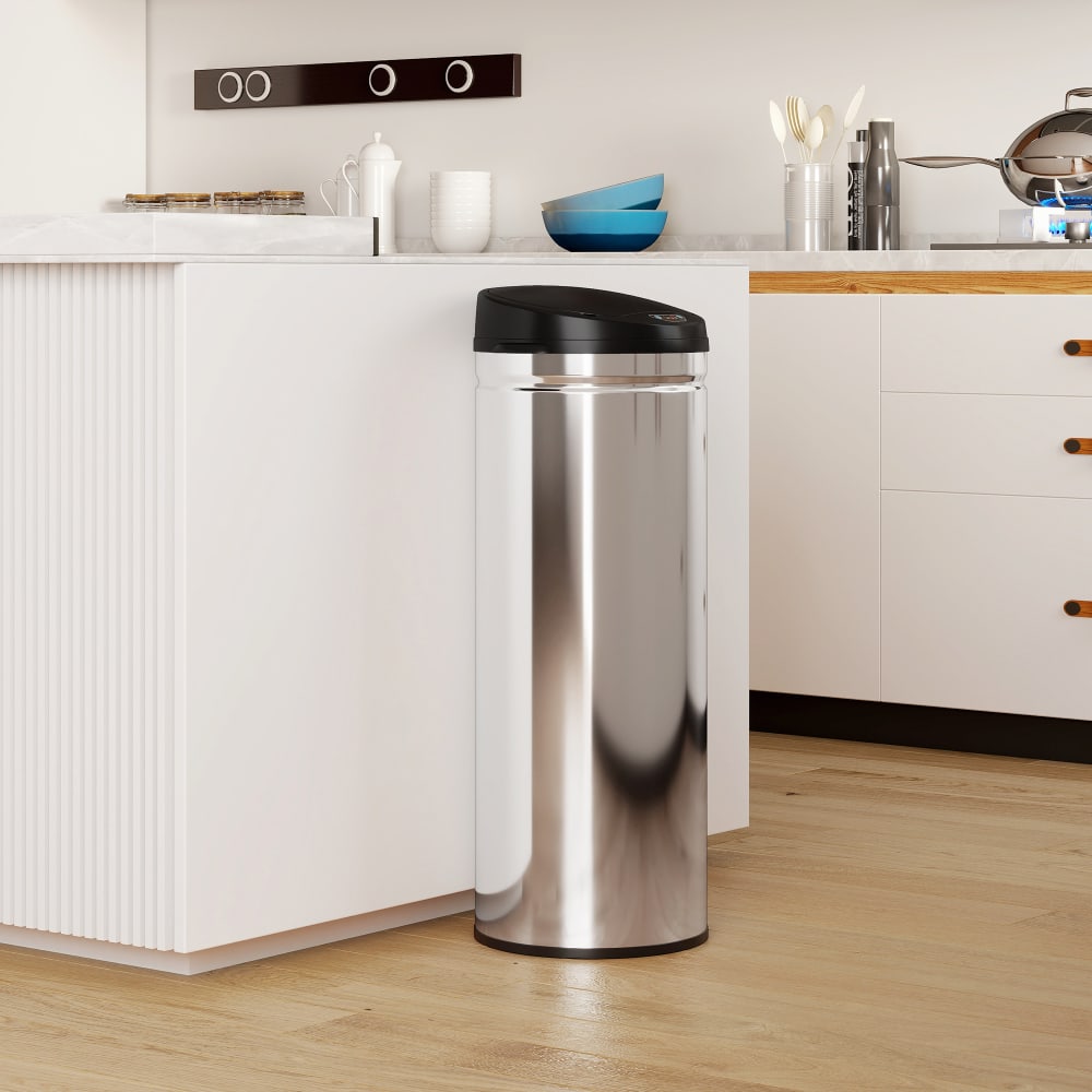 Automatik-Mülleimer 50L, Edelstahl, Silber - Maisons Du Monde