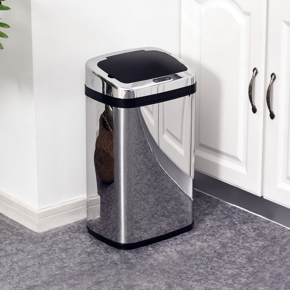 Automatik-Mülleimer aus Edelstahl, Küchenmülleimer, Silber -