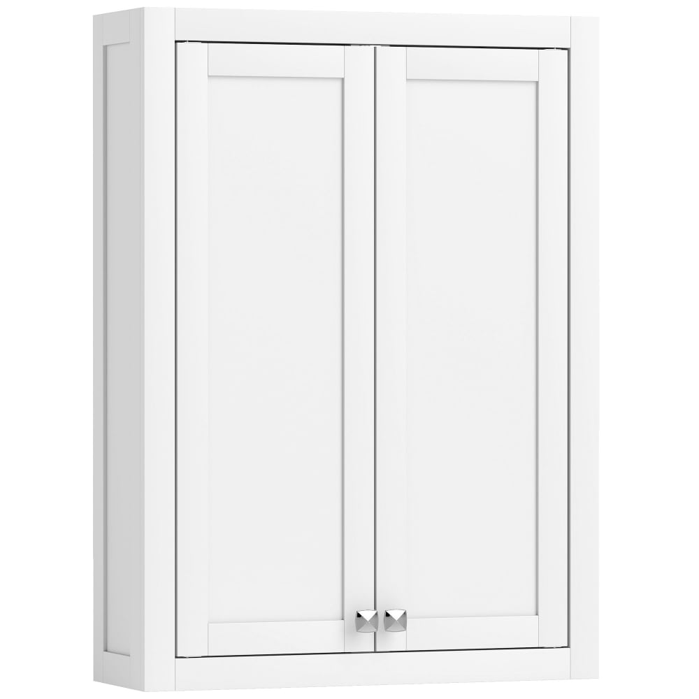 Homcom Wand-Hängeschrank Bad, 3 Ebenen, 2 Türen, Weiß style modern Weiß Spanplatte