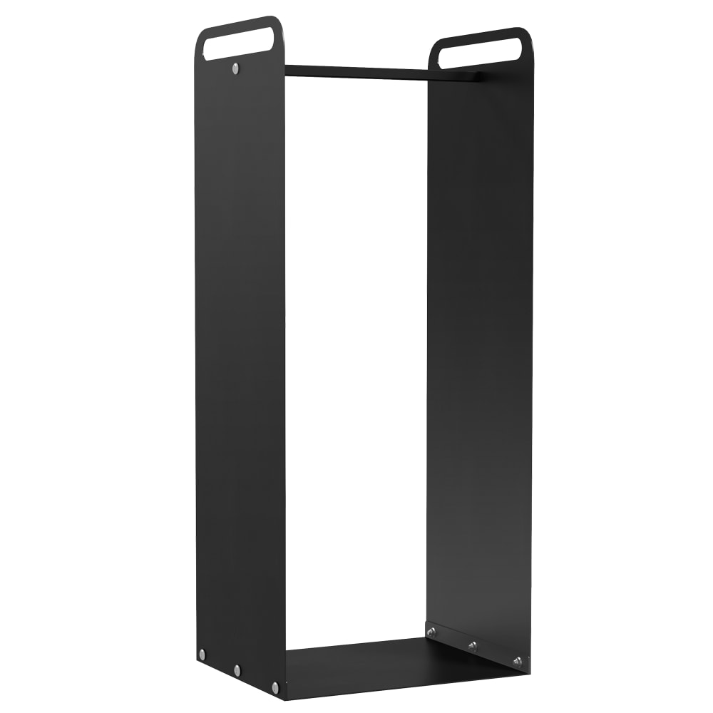Porte-bûches intérieur avec poignées supérieures acier noir