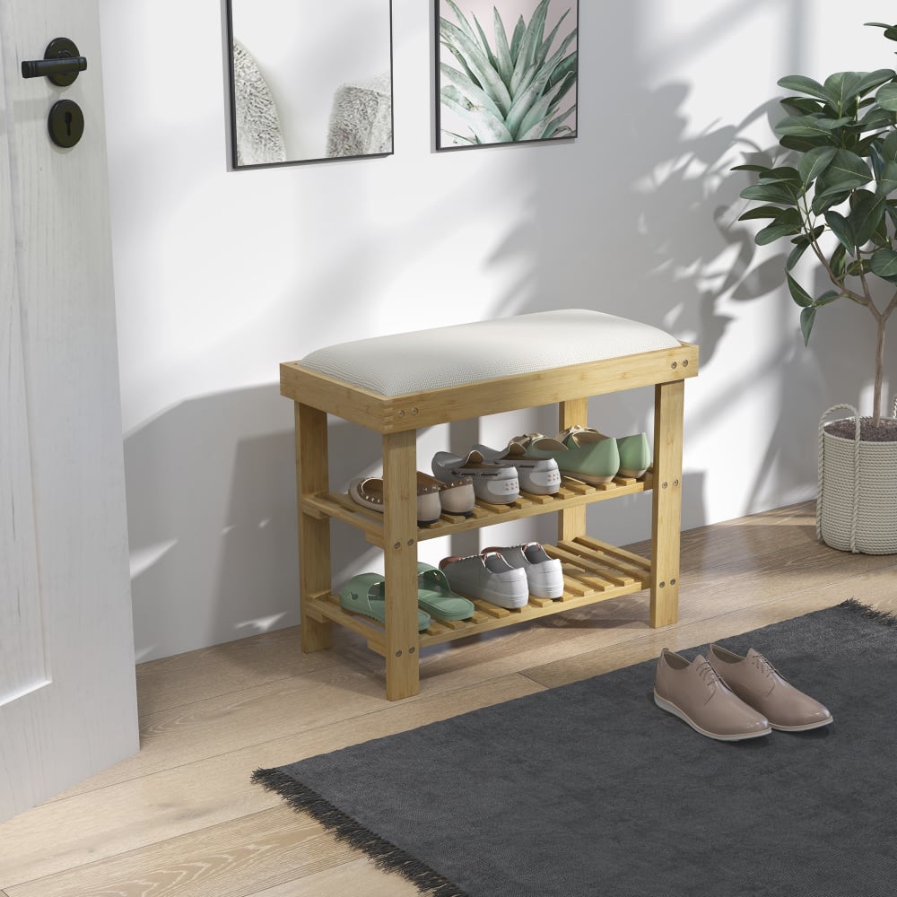 Schuhbank 3 Ebenen, Bambus, Creme - Maisons Du Monde