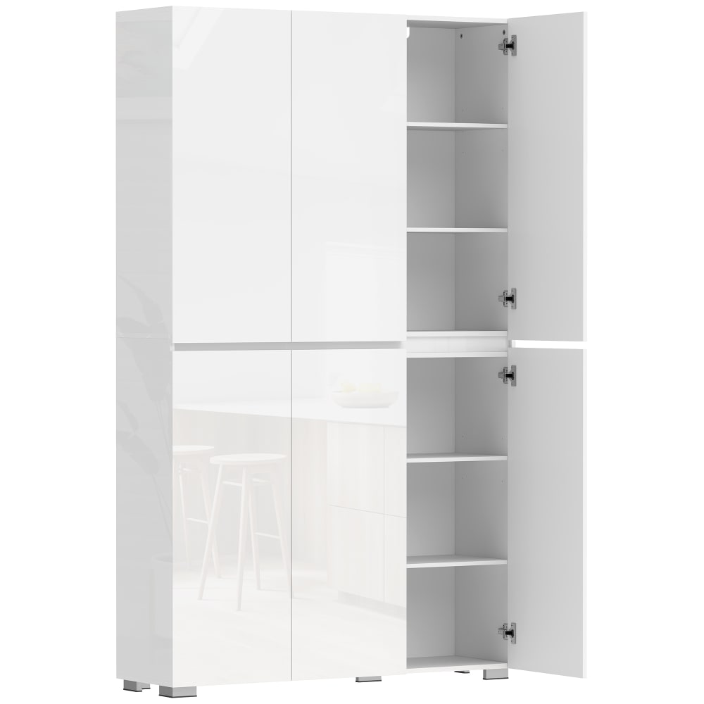 Armoire de cuisine 6 portes à fermeture douce MDF blanc brillant