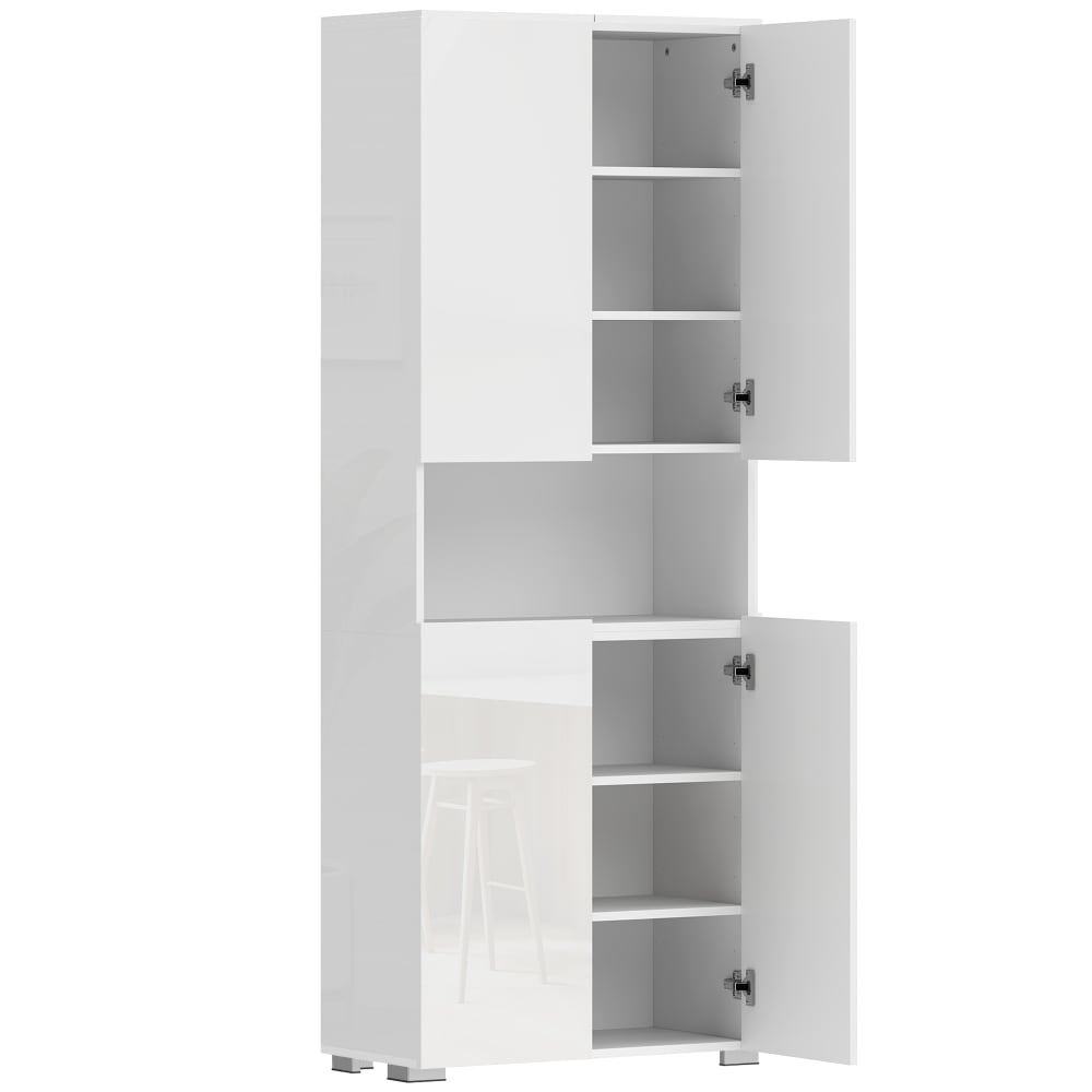 Homcom HOMCOM hoher Vorratsschrank, Küchenschrank, Hochglanz Weiß style modern Weiß Spanplatte