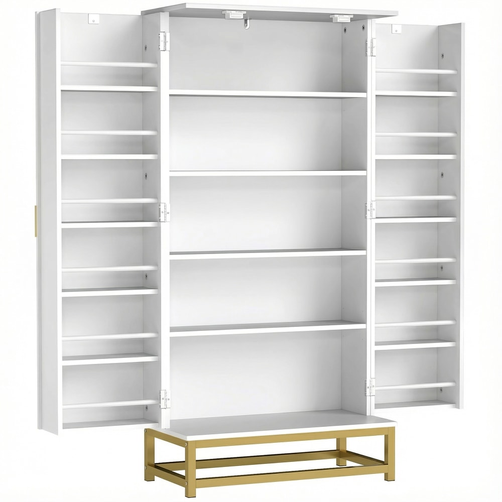 Buffet de cuisine rangement moderne portes texturées bois blanc