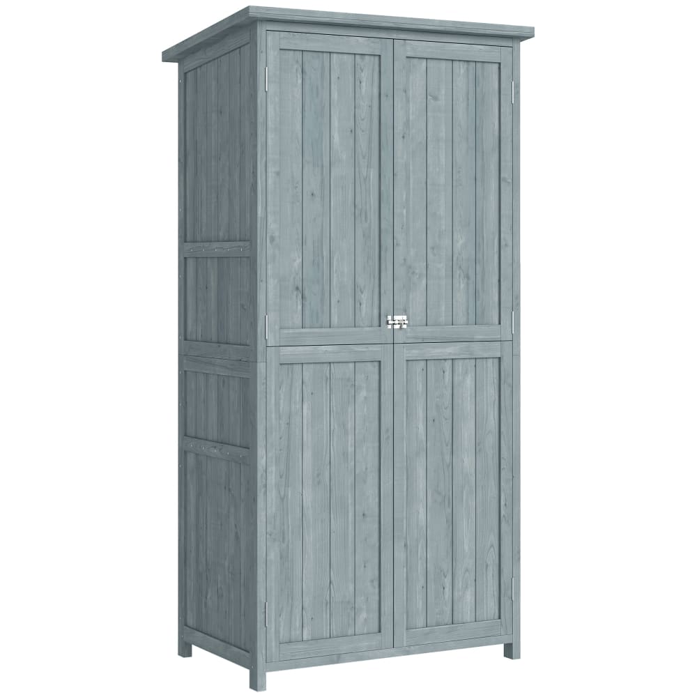 Armoire de jardin 2 portes verrouillables bois de sapin gris