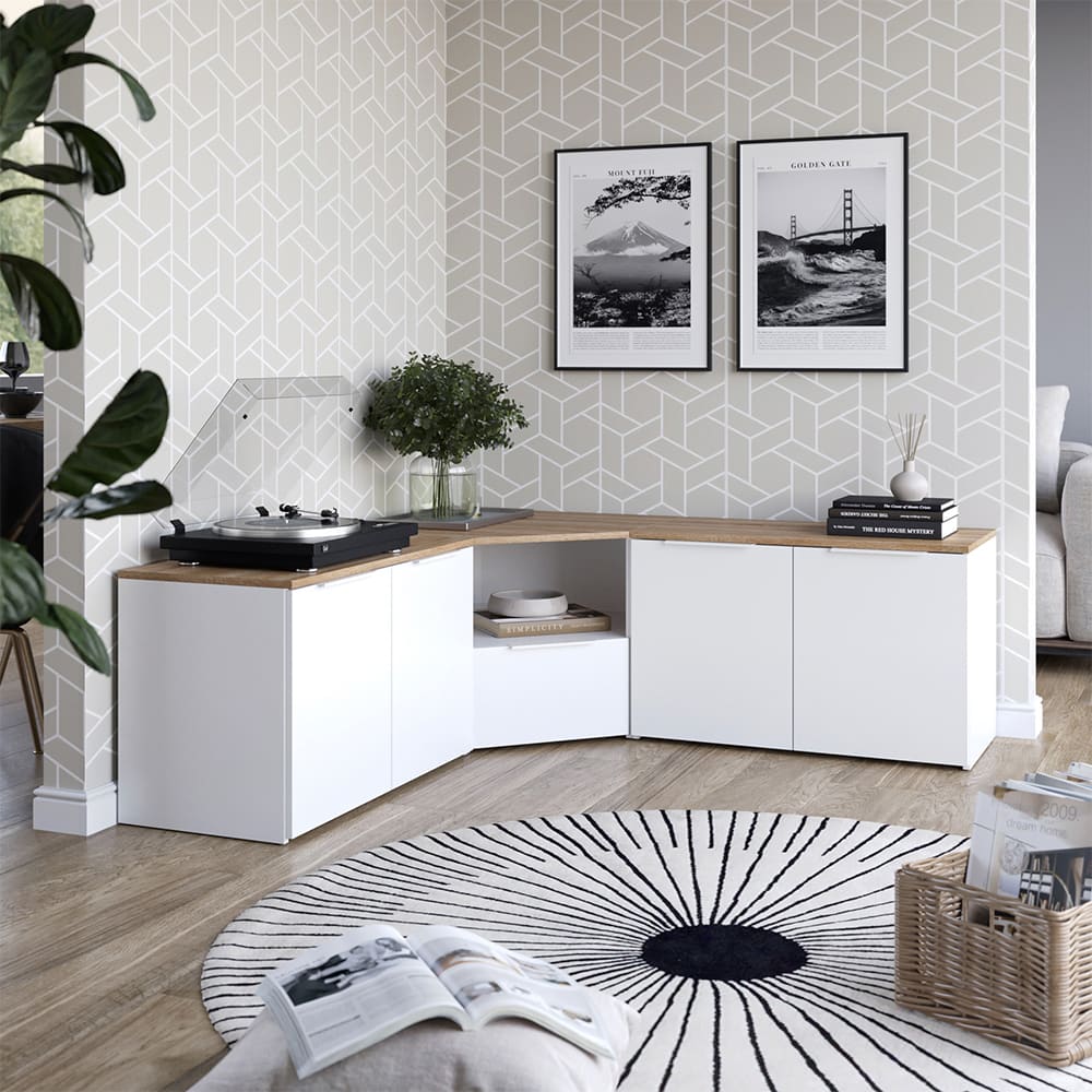 Wohnwand 3 Teile Weiß/Sonoma 68x50cm - Maisons Du Monde
