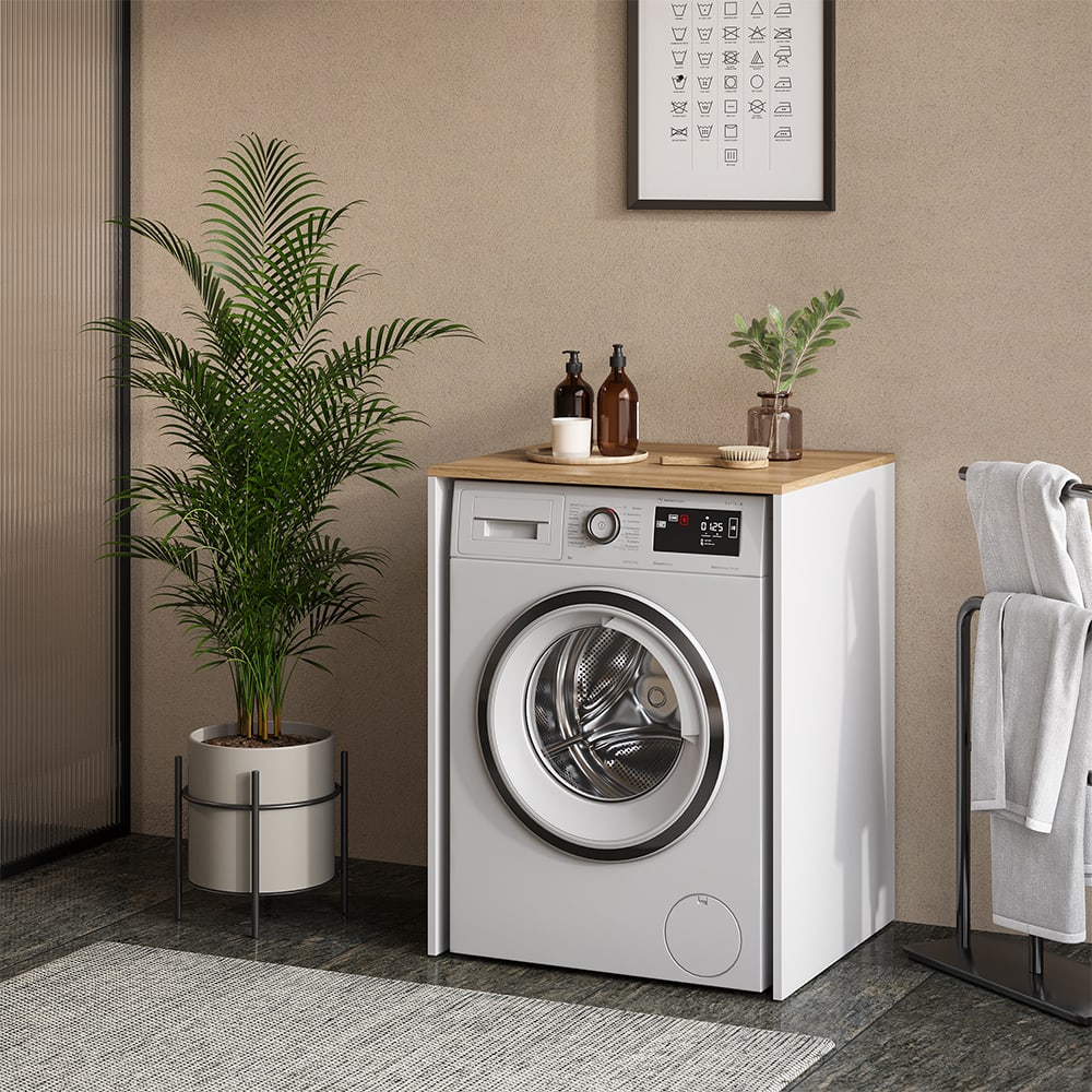 Armoire machine à laver Blanche/Chêne Artisan 68x88 cm