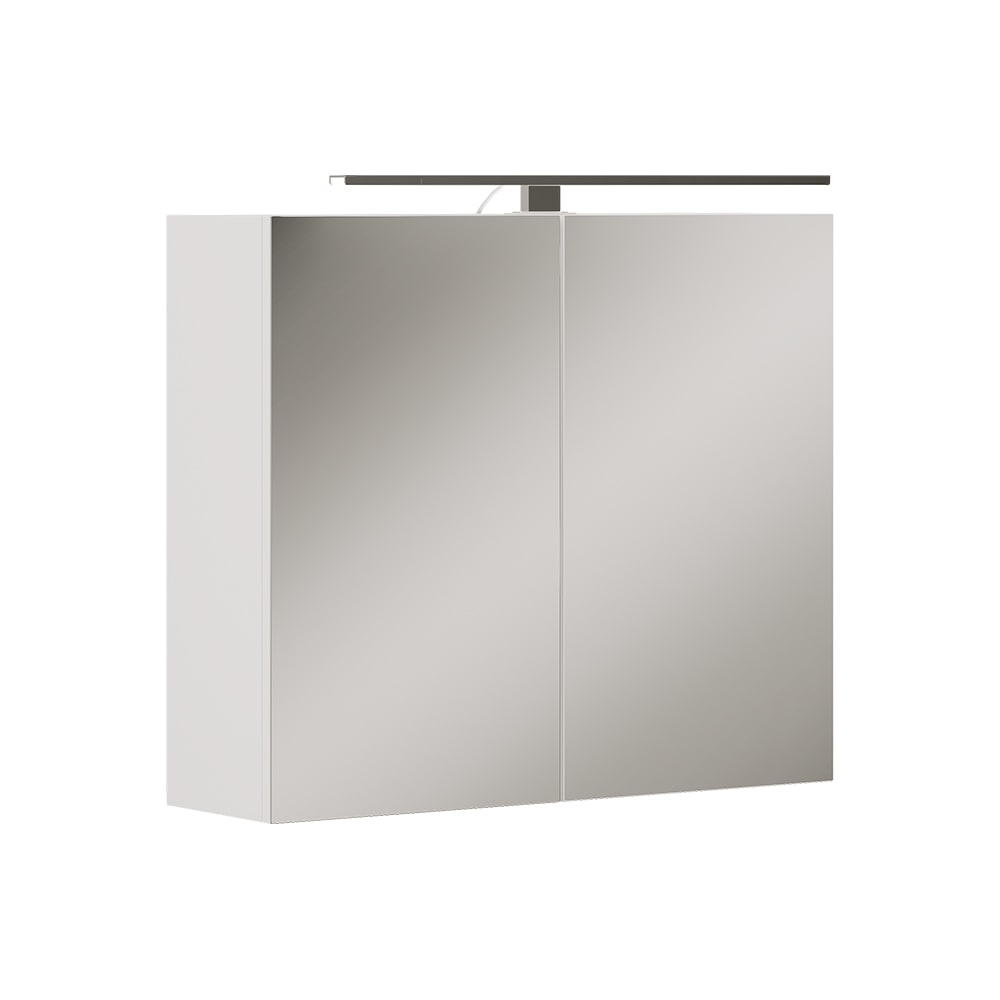 Vicco Badspiegelschrank mit LED-Beleuchtung Weiß 70x60cm style modern Weiß Spanplatte