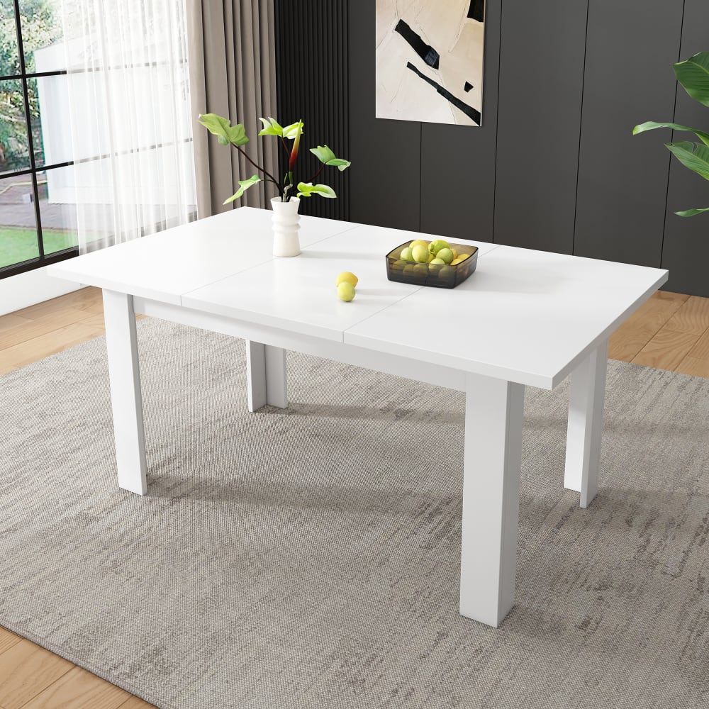 OKWISH Esstisch aus MDF mit verstecktem Stauraum 120x70x75 cm, weiß - Spanplatte