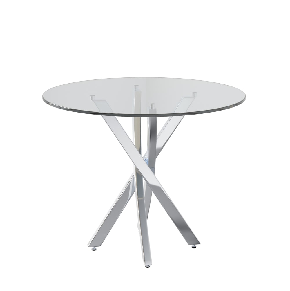 Esstisch aus Glas mit Metallbeinen 80x80x75 cm, silber - Maisons