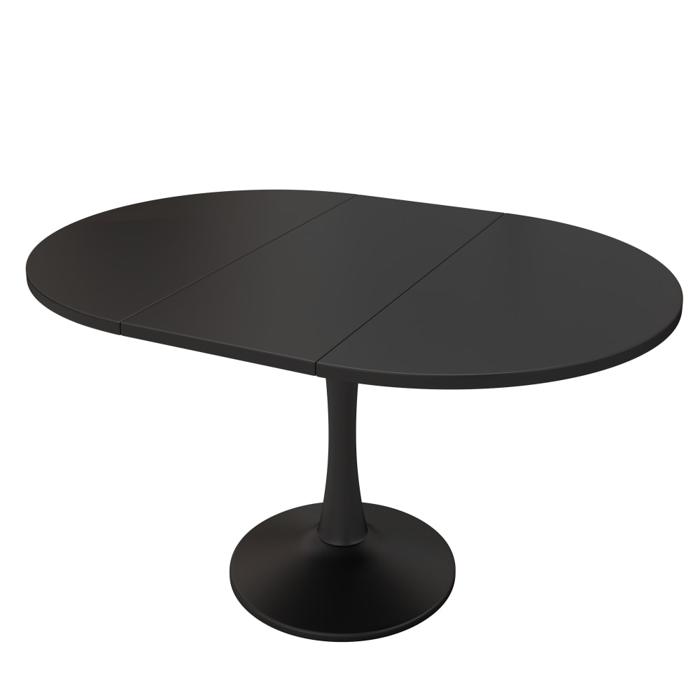 OKWISH Esstisch oval ausziehbar multifunktional 100/140x100x75 cm, schwarz style modern - Spanplatte
