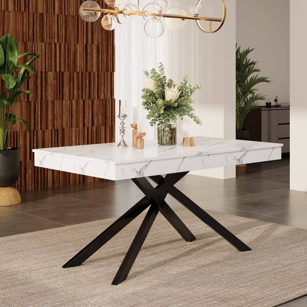 Esstisch aus MDF ausziehbar 140/180x80x75 cm, weiß - Maisons Du