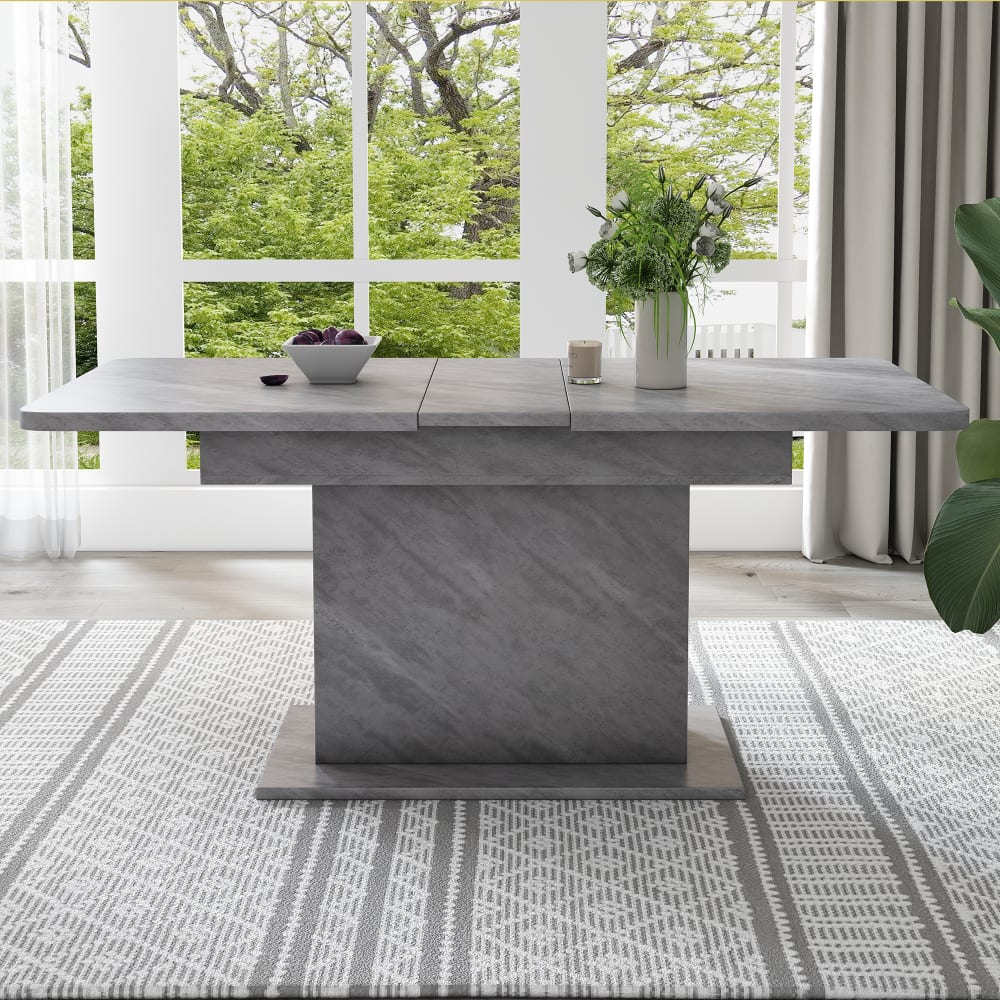 Ausziehtisch mit Stauraum und Mittelsäule 130x70x75 cm, grau -
