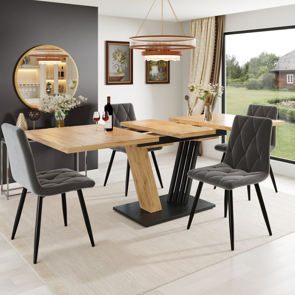 Esstisch aus MDF mit Ausziehfunktion 120/160x80x76 cm, braun -