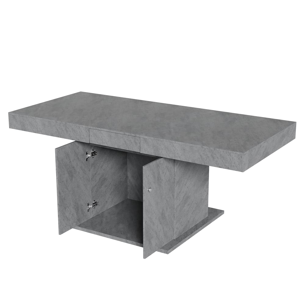 OKWISH Esstisch aus Spanplatte mit Auszug und Stauraum 140/180x80x76 cm, grau - Spanplatte