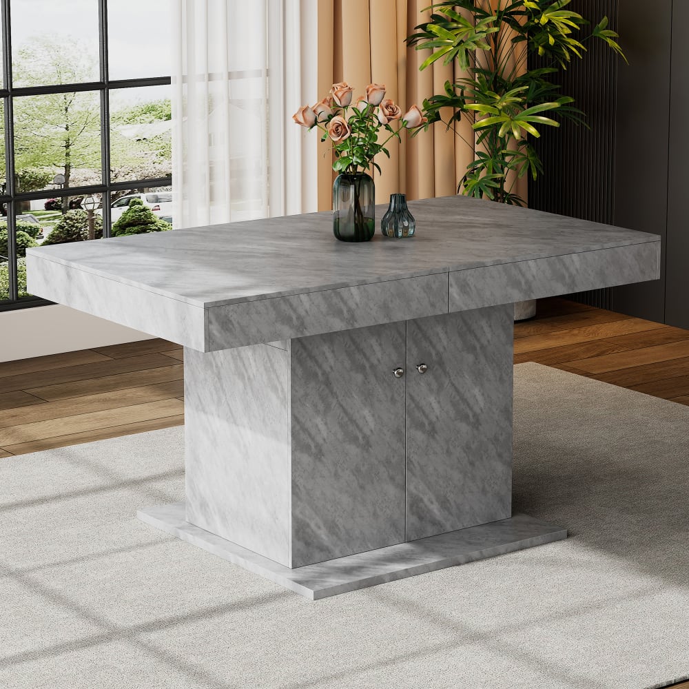 Esstisch aus Spanplatte mit Auszug und Stauraum 140/180x80x76 cm,