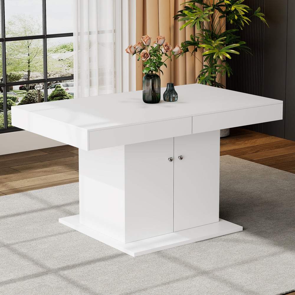 Esstisch aus Spanplatte mit Auszug und Stauraum 140/180x80x76 cm,