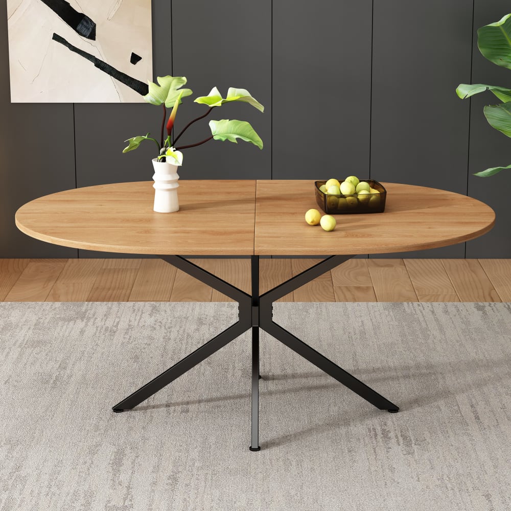 Esstisch aus MDF mit Kreuzbeinen 120x80x75,5 cm, braun - Maisons