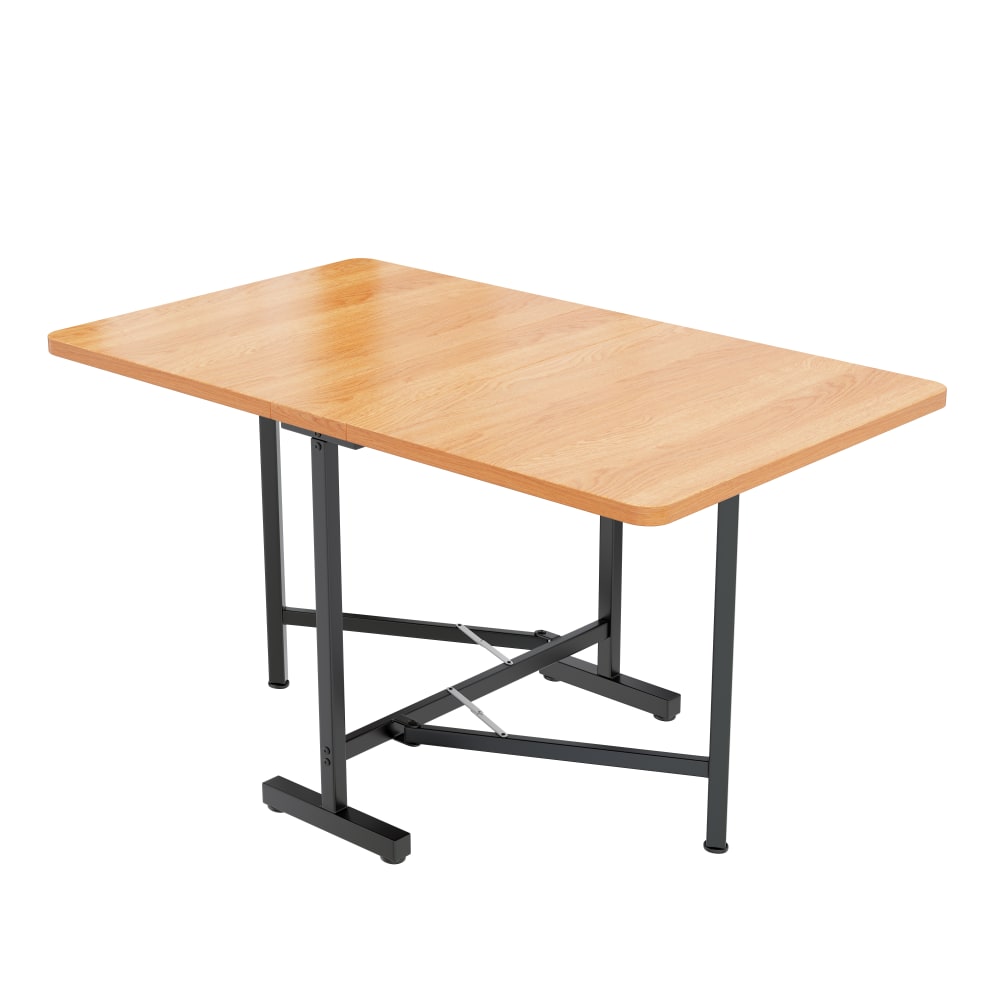 OKWISH Esstisch aus MDF ausziehbar und klappbar 120x80x75 cm, weiß-eiche - Spanplatte