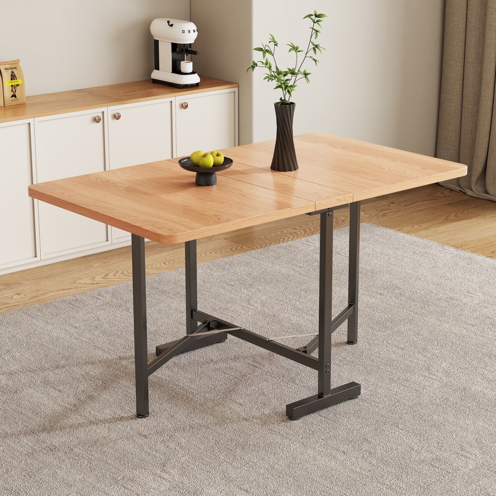 Esstisch aus MDF ausziehbar und klappbar 120x80x75 cm, weiß-eiche