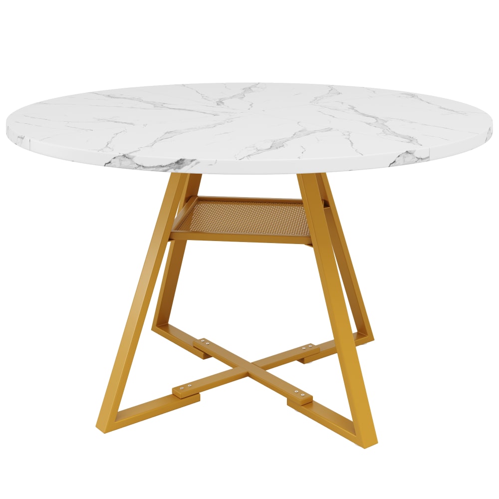 Table à manger ronde blanche avec étagère 120 x 120 x 75 cm