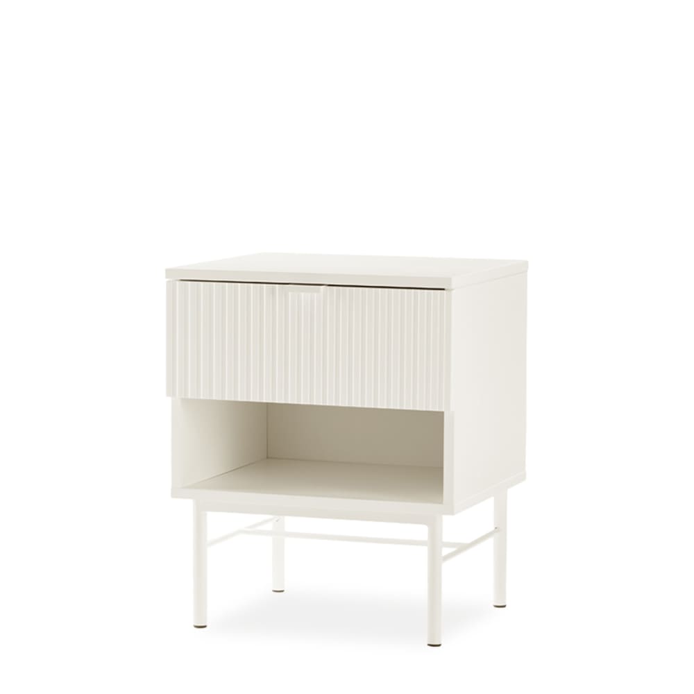 Koketto Home 45 cm hoher Nachttisch mit Schublade und offenem Fach, weiß - Holz