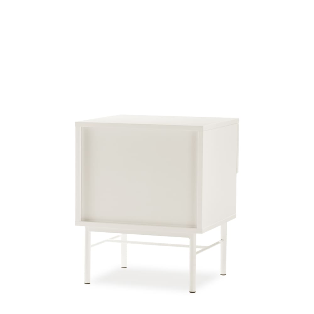 Table de chevet de 45 cm avec tiroir et étagère ouverte, blanche