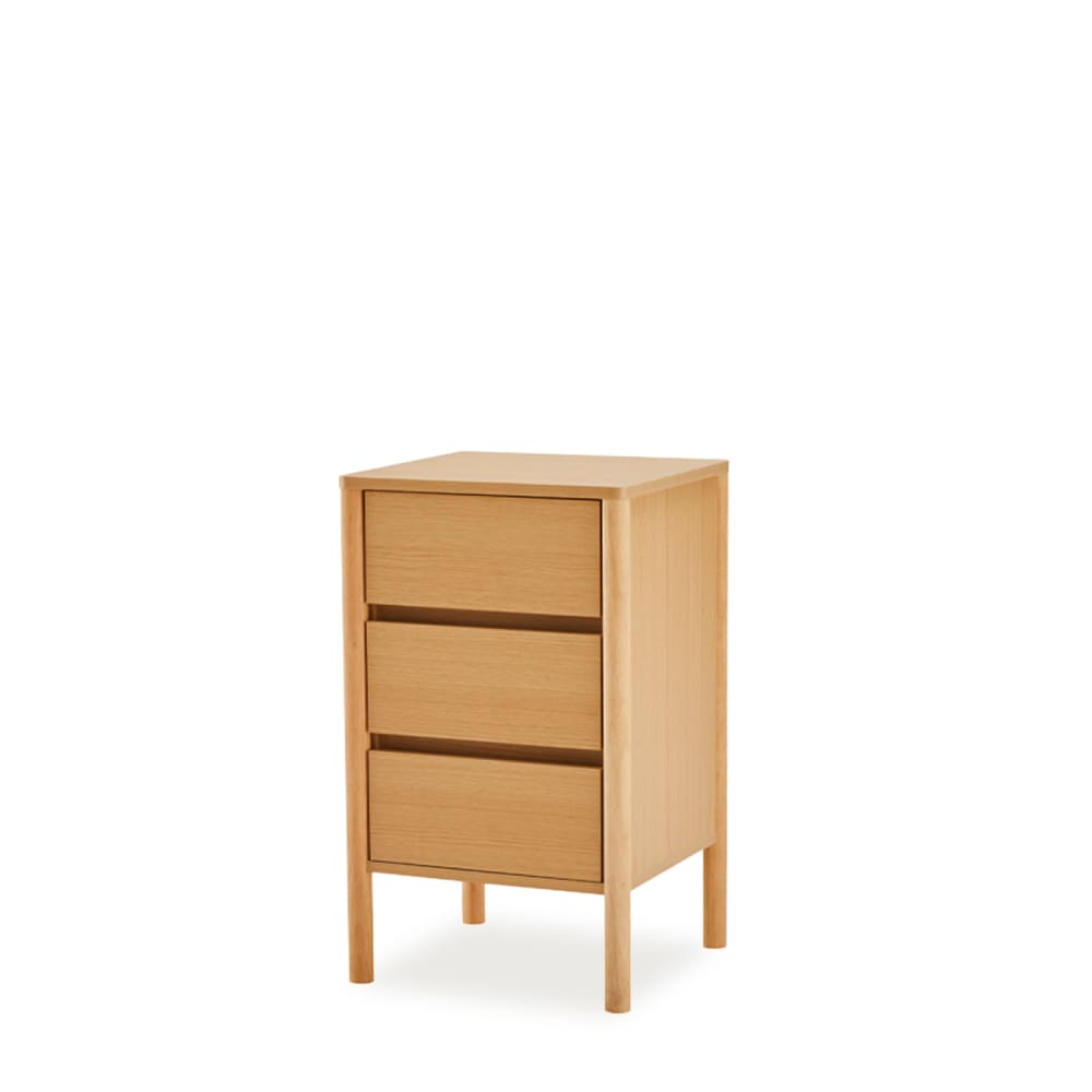 Koketto Home 45 cm hoher Nachttisch aus Holz mit 3 Schubladen im nordischen Design Braun Holz