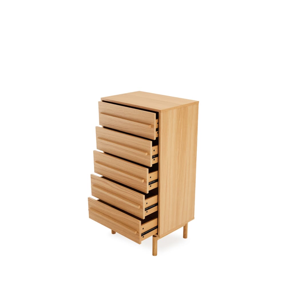 Holzkommode mit 5 Schubladen im natürlichen Stil - Maisons Du