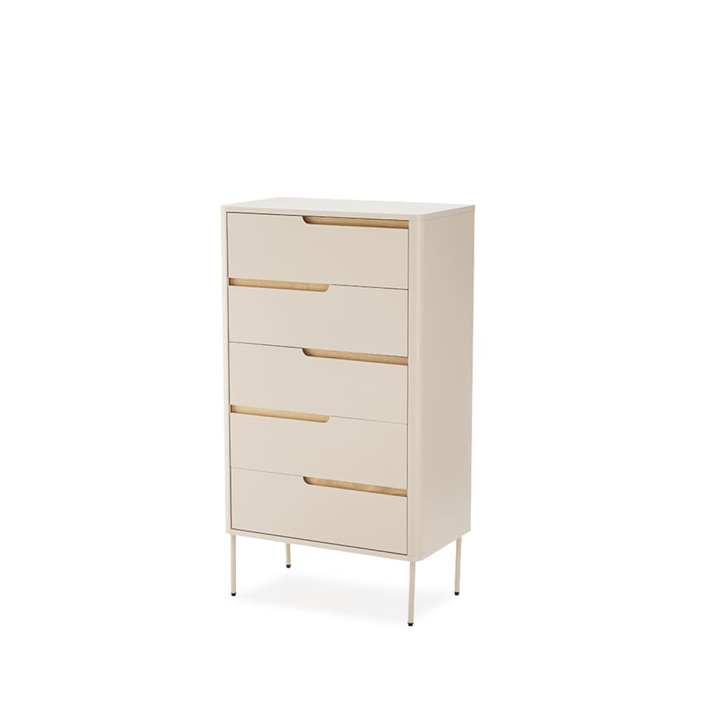 Commode moderne beige à 5 tiroirs