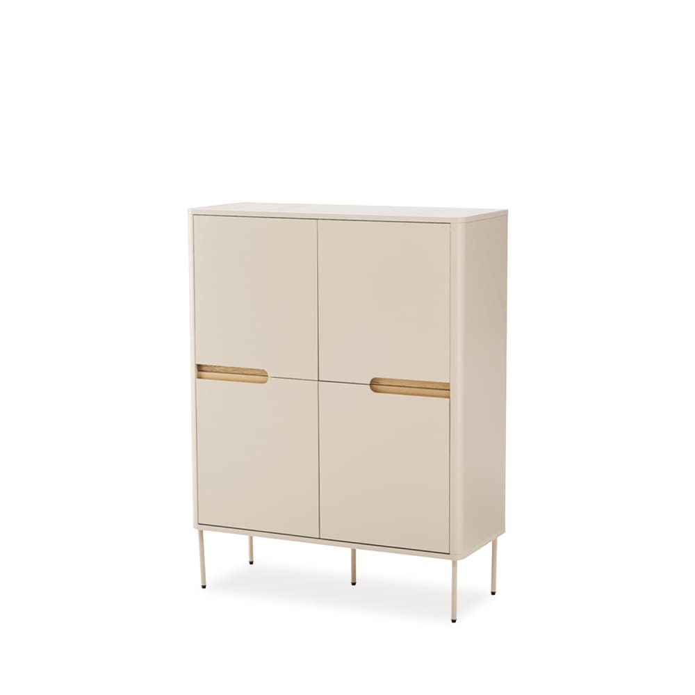 Koketto Home 100 cm hoher Sideboard in Beige mit Türen Beige Holz