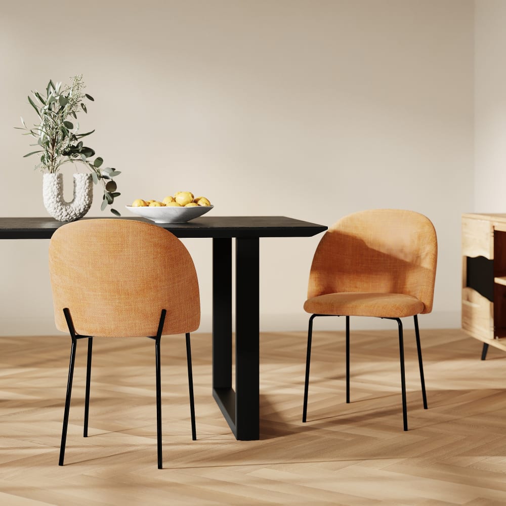 2er Set stühle aus strukturiertem senfgelbem stoff - Maisons Du