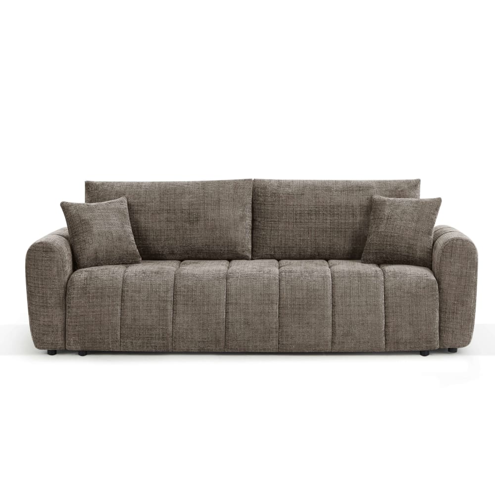 Canapé droit convertible en tissu 3 places marron