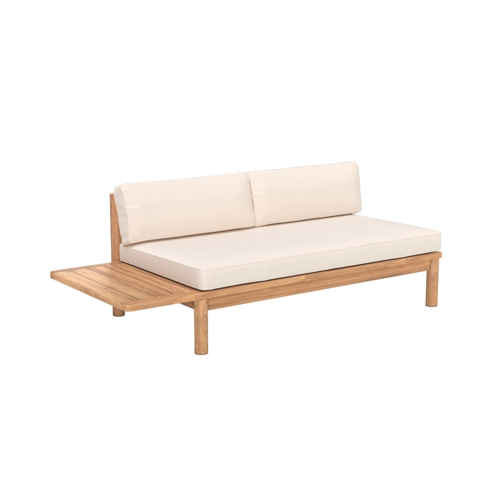 Canapé de jardin en teck massif et coussin blanc 2 places