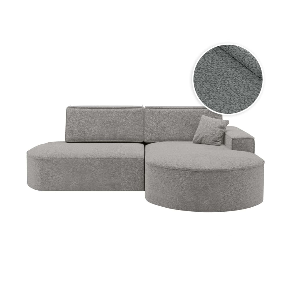 Canapé d'angle droit convertible 4pl MARLO tissu chenille gris clair