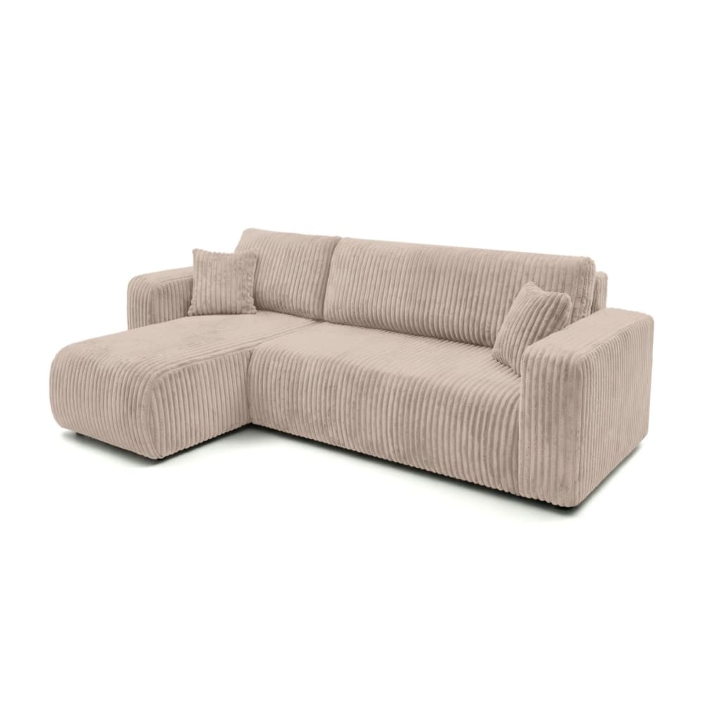 Canapé d'angle conv et réversible 4p ALYA velours cotelé épais taupe