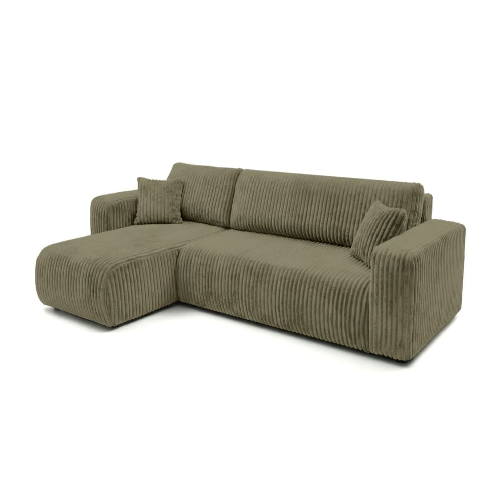 Canapé d'angle conv et révers 4p ALYA velours cotelé épais vert kaki