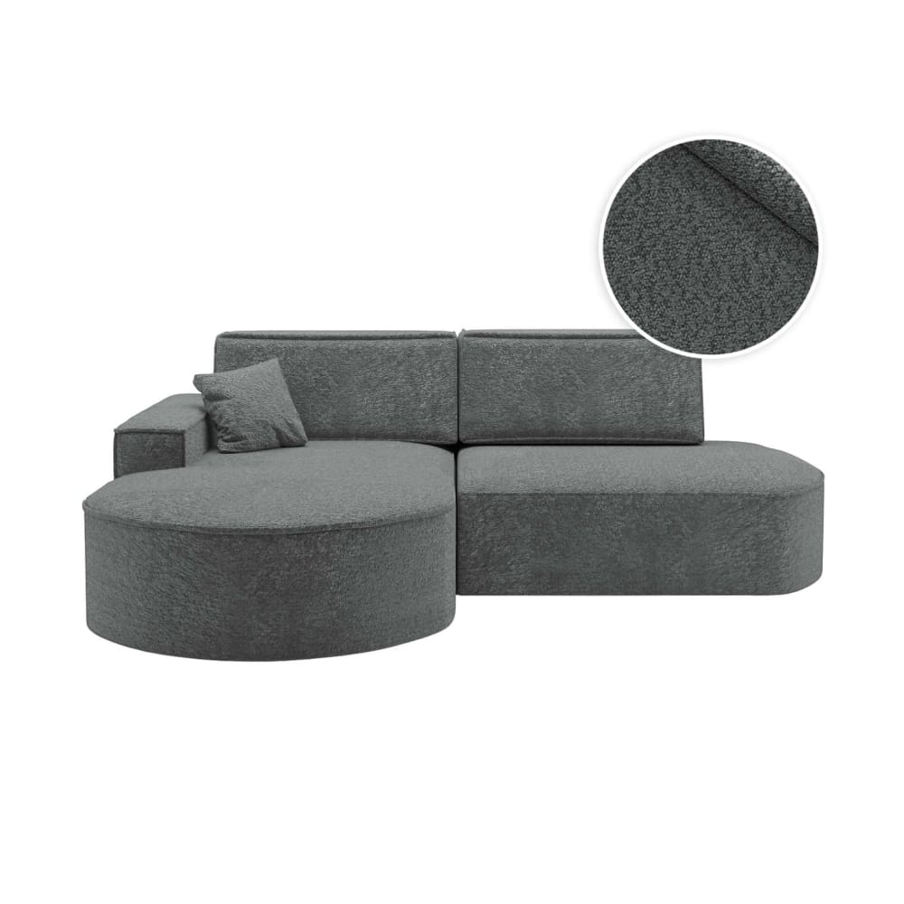 Canapé d'angle gauche convertible 4pl MARLO tissu chenille gris foncé