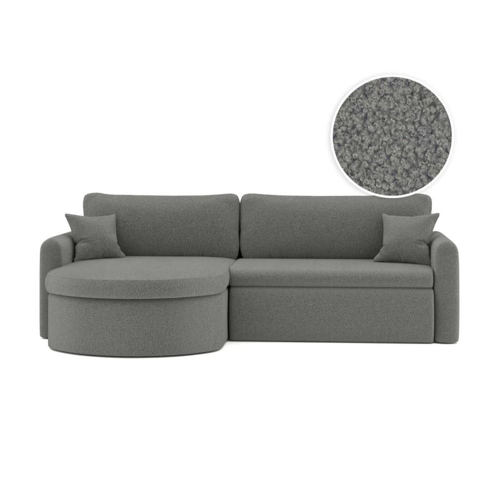 Canapé angle reversible convertible 4p VERA en tissu bouclé gris foncé