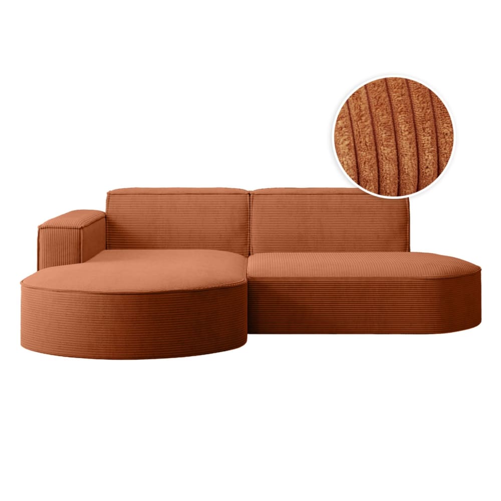 Canapé d'angle gauche 4 places MARLA en velours côtelé - Terracotta