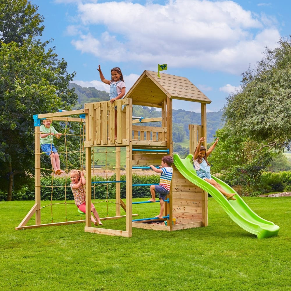 Spielanlage mit Doppelplattform Holz FSC® Braun - Maisons Du