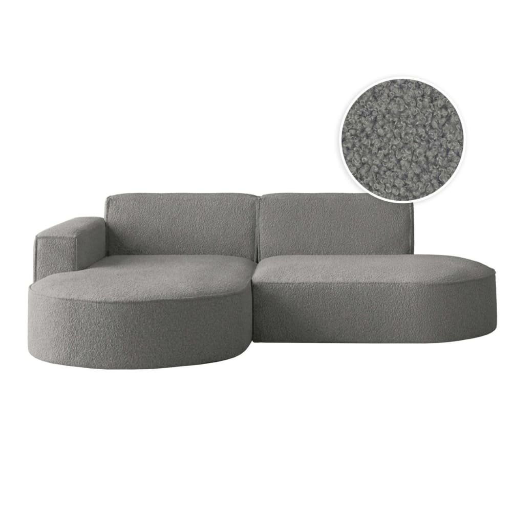 Canapé d'angle gauche 4 places MARLA en tissu bouclette - Gris foncé