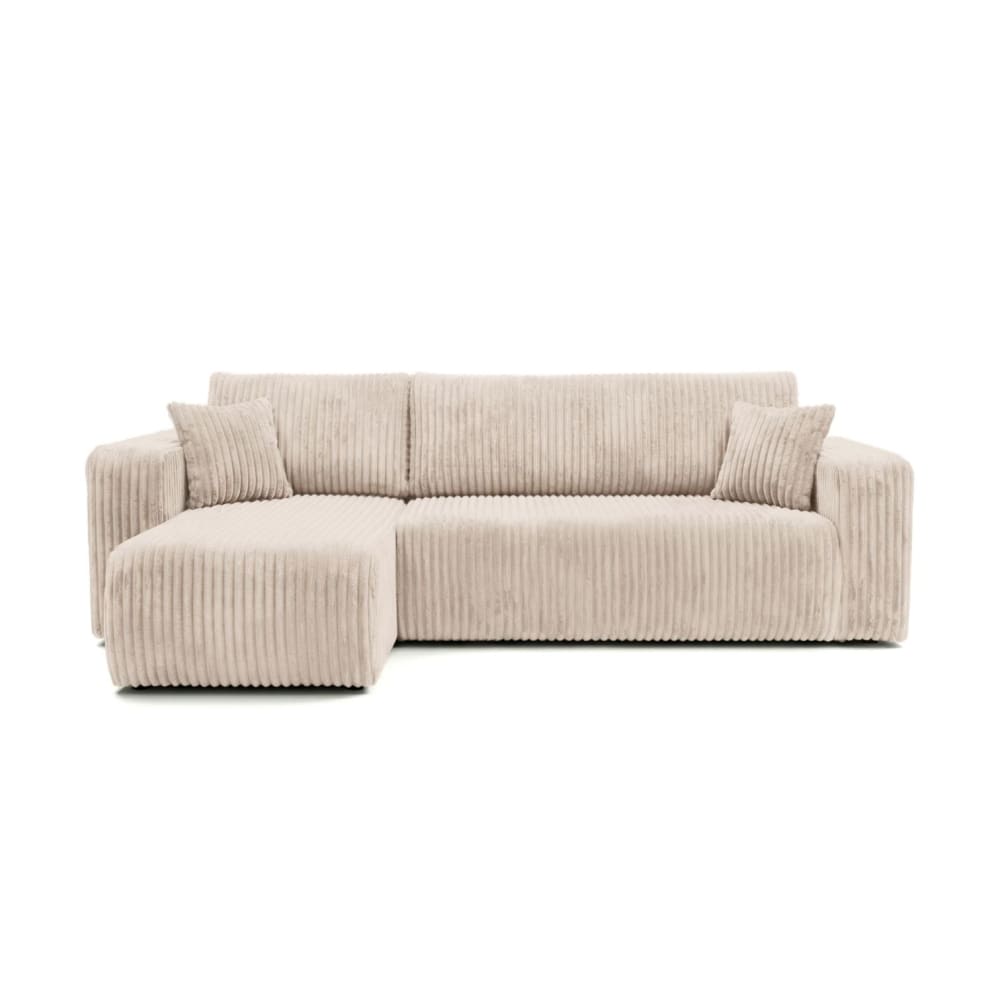 Canapé d'angle conv et réversible 4p ALYA velours cotelé épais beige