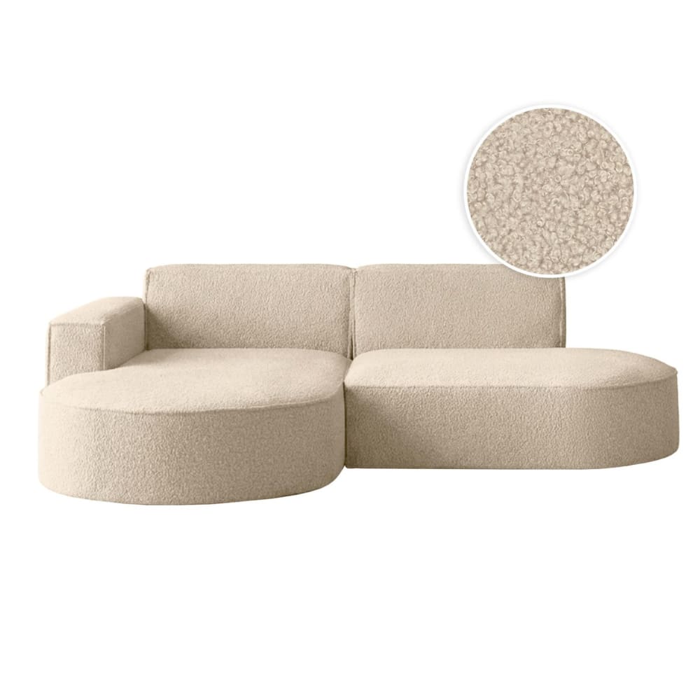 Canapé d'angle gauche 4 places MARLA en tissu bouclette - Beige