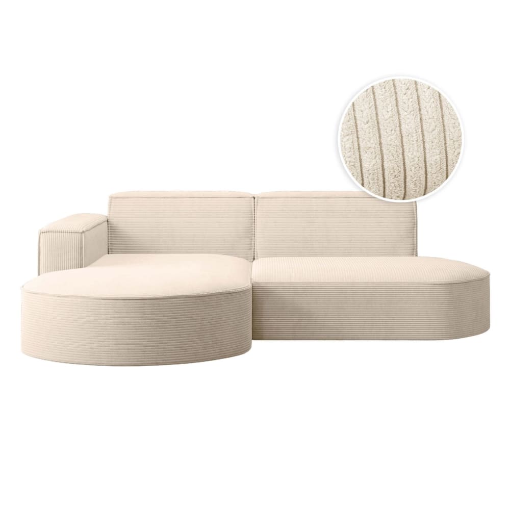Canapé d'angle gauche 4 places MARLA en velours côtelé - Beige
