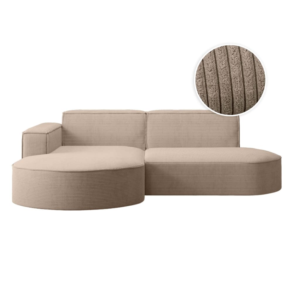 Canapé d'angle gauche 4 places MARLA en velours côtelé - Taupe